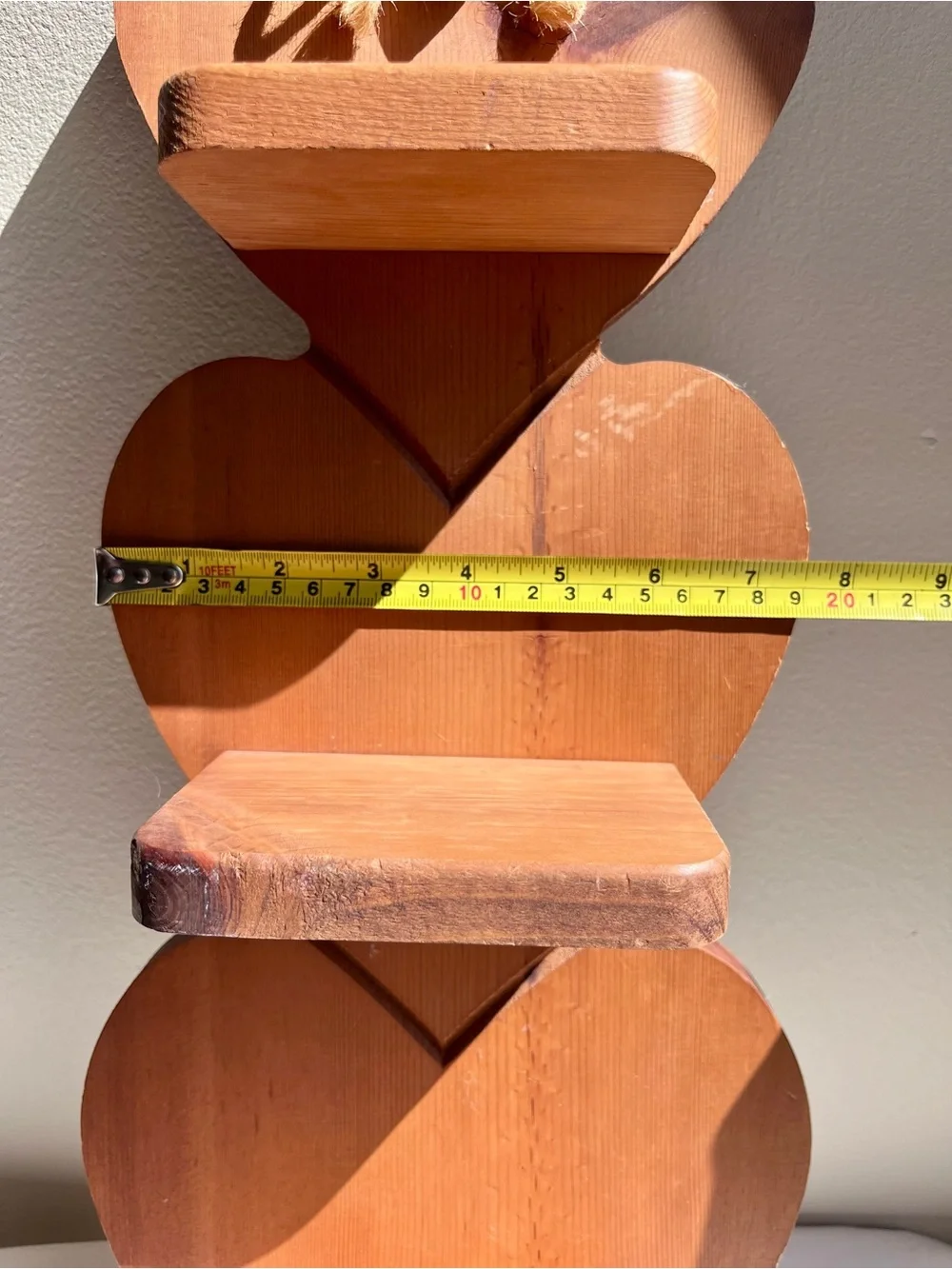 Vintage Wooden Heart Wall Shelf - Brown